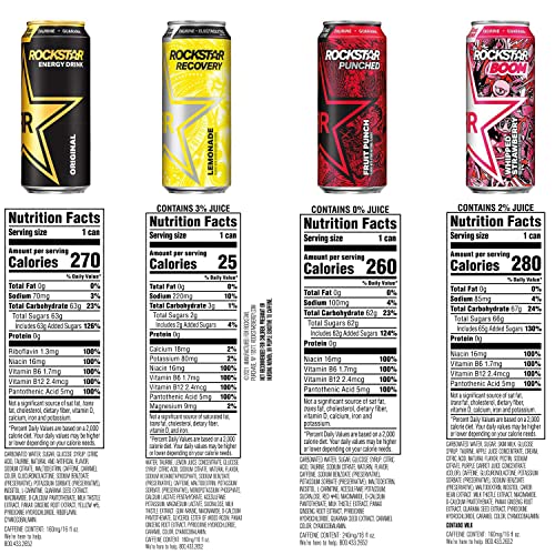 Rockstar Energy Drink, Core 4 Flavor Variety Pack, 16Oz Cans 12
