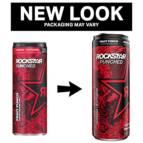 Rockstar Energy Drink, Fruit Punched, 12Oz Sleek Cans 8 Pack