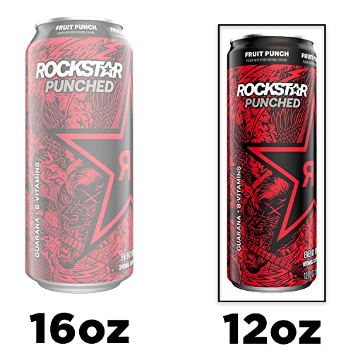 Rockstar Energy Drink, Fruit Punched, 12Oz Sleek Cans 8 Pack