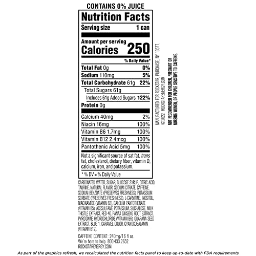 Rockstar Energy Drink Punched Berry Sangria, 16Oz Cans 12 Pack