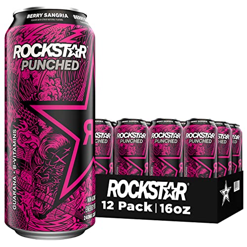 Rockstar Energy Drink Punched Berry Sangria, 16Oz Cans 12 Pack