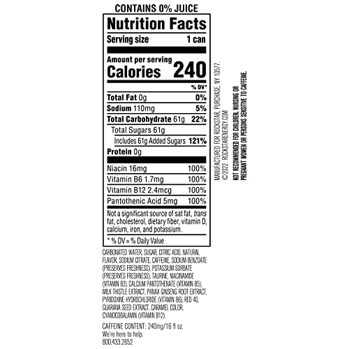 Rockstar Energy Drink Punched Strawberry Peach, 16Oz Cans 12 Pack