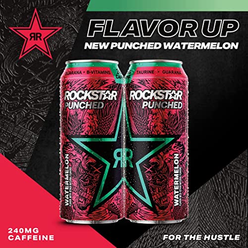 Rockstar Energy Drink Punched Watermelon, 16Oz Cans 12 Pack P