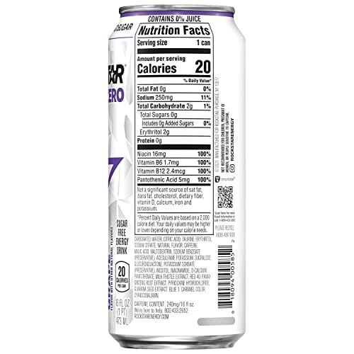 Rockstar Pure Zero Grape 16Oz 12Pk, 12Count