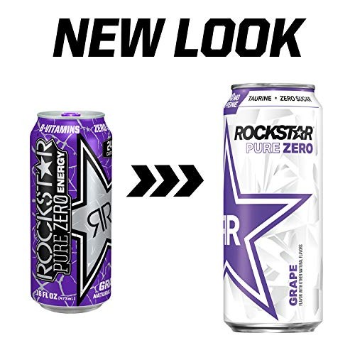 Rockstar Pure Zero Grape 16Oz 12Pk, 12Count