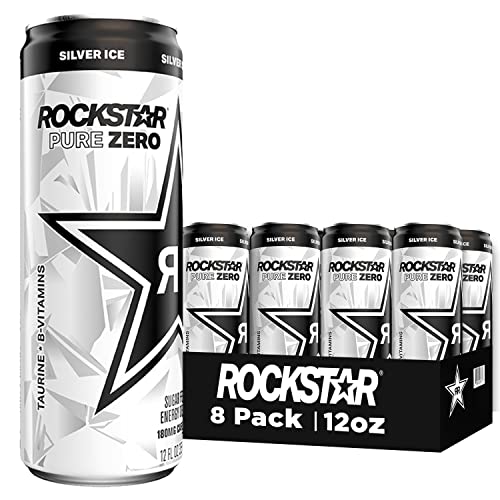 Rockstar Energy Drink, Pure Zero Silver Ice, 12Oz Sleek Cans 8