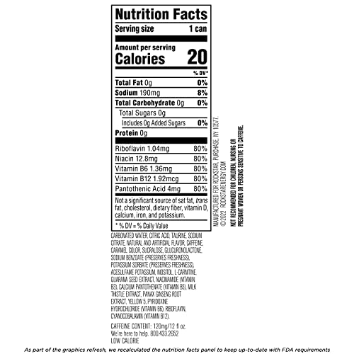 Rockstar Energy Drink, Sugar Free, 12Oz Sleek Cans 8 Pack