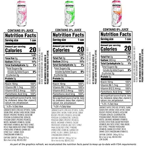 Rockstar Pure Zero Energy Drink,3 Flavor Pure Zero Variety Pack