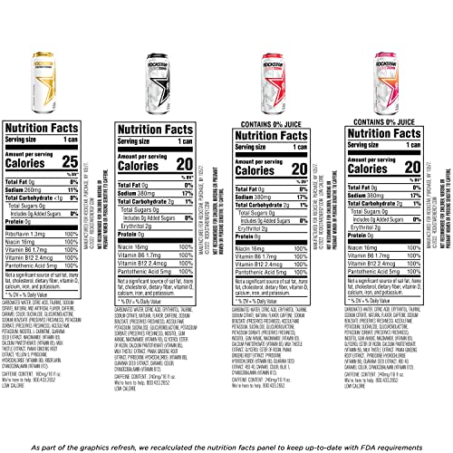 Rockstar Pure Zero Energy Drink,4 Flavor Pure Zero Variety Pack,