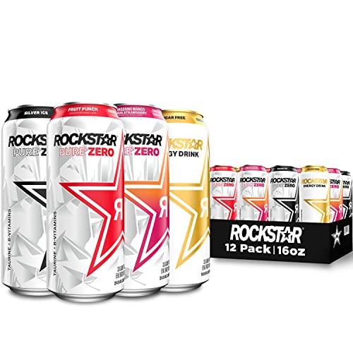 Rockstar Pure Zero Energy Drink,4 Flavor Pure Zero Variety Pack,