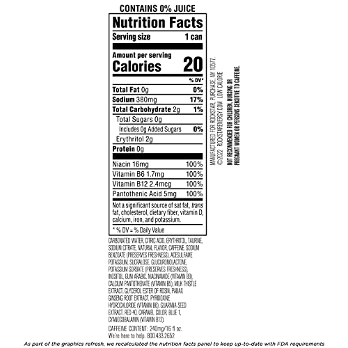 Rockstar Pure Zero Energy Drink, Fruit Punch, 0 Sugar, With Caff