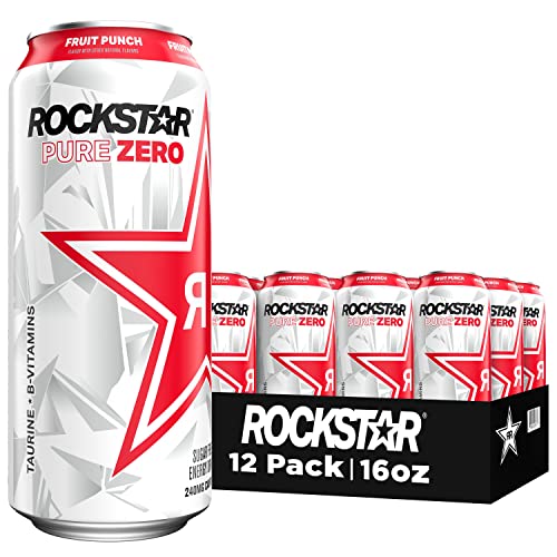 Rockstar Pure Zero Energy Drink, Fruit Punch, 0 Sugar, With Caff