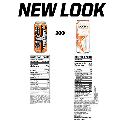 Rockstar Pure Zero Energy Drink - Mandarin Orange - 16Fl.Oz.Pac