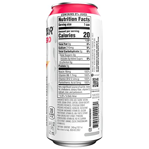 Rockstar Pure Zero Energy Drink, Strawberry Peach, 0 Sugar, With