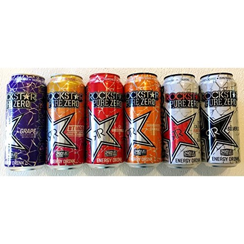 Rockstar Pure Zero Energy Drink - Variety: Grape, Mandarin Orang