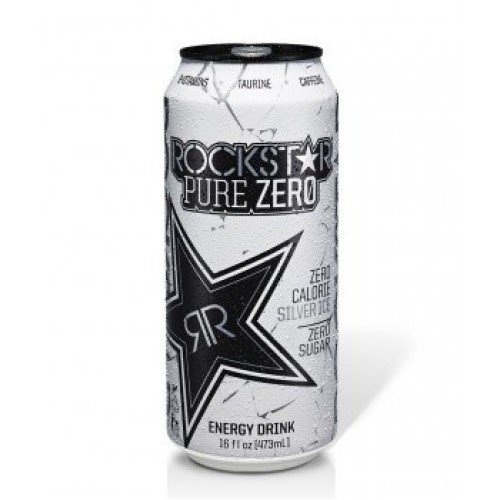 Rockstar Pure Zero Silver Energy Drink, 16 Ounce 24 Cans