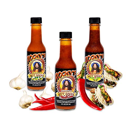 Rockys Garlic, Taco, Original Hot Sauces – Gourmet Red Chili Sa