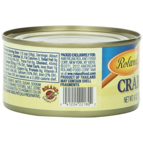 Roland Crab Meat, White, 6 Ounce Pack Of 6