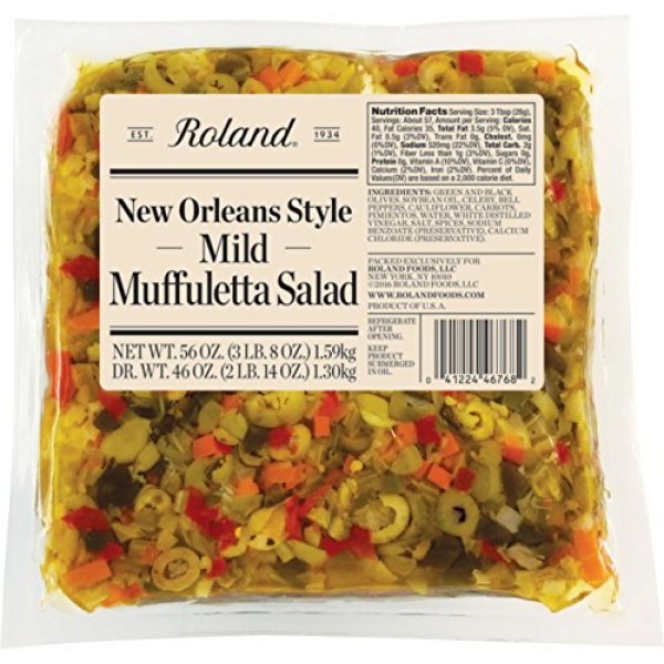Roland Foods New Orleans Style Muffuletta Salad, Mild, 56 Ounce