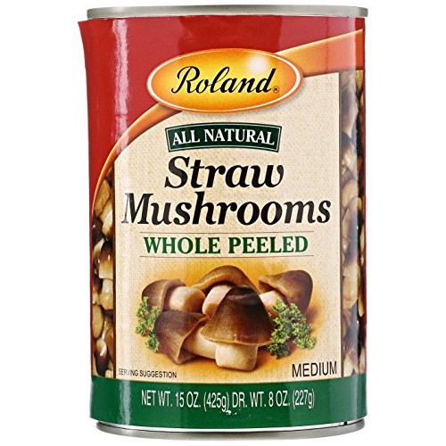 Roland Mushrooms, Straw, Whole Peeled, Dy Wt 8Oz, Net Wt 15 Oz