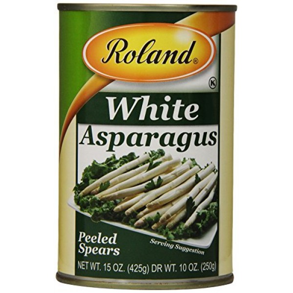 Roland Foods White Asparagus, Peeled Spears, 15 Ounce Pack of 3