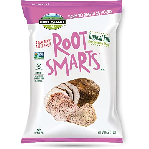 Root Smarts Tropical Taro Vegetable Chips with the perfect crunc...