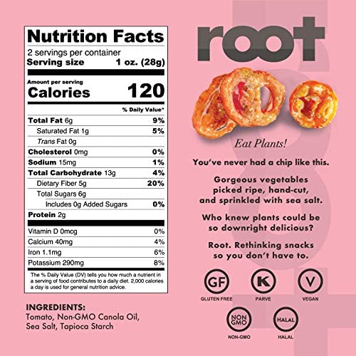 Root Foods Tomato Chips, Natural Veggie Snack, Non-GMO Vegetable...