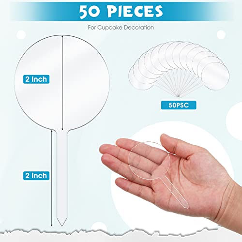 50 Pieces 2 Inch Round Acrylic Cake Toppers Clear Blank Mini Diy