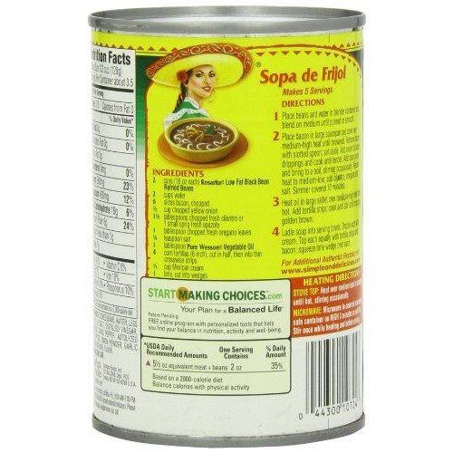 Rosarita Low Fat Refried Black Beans, 16 Oz, 12 Pack