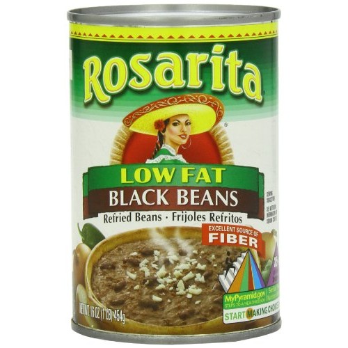 Rosarita Low Fat Refried Black Beans, 16 oz, 12 Pack