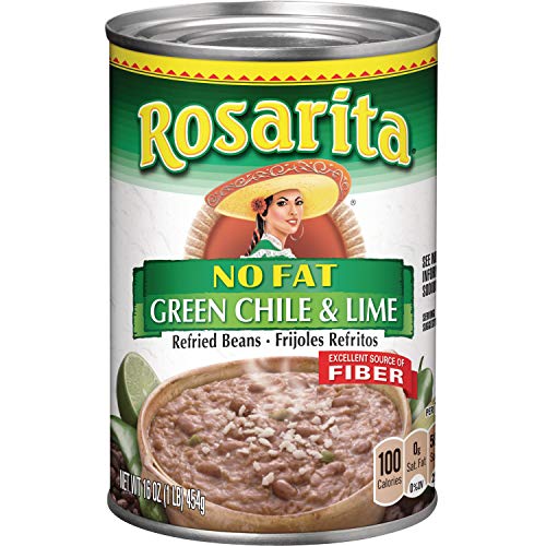 Rosarita No Fat Refried Beans With Green Chile And Lime, 16 Oz,