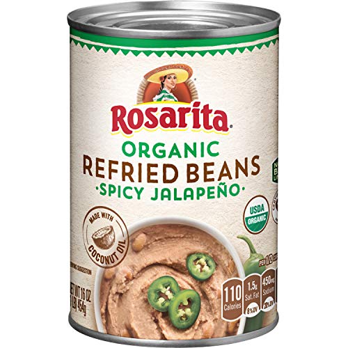 Rosarita Organic Spicy Jalapeno Refried Beans, 16 Oz. Pack Of 12