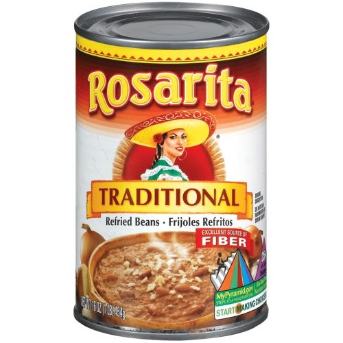 Rosarita Traditional Refried Beans, 16 Oz, 24 Pack