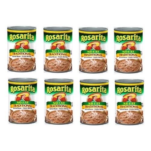 Rosarita Traditional Refried Beans, No Fat: 8 Cans Of 16 Oz