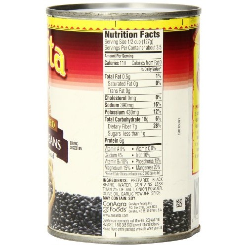 Rosarita Whole Black Beans, 15 Oz, 12 Pack