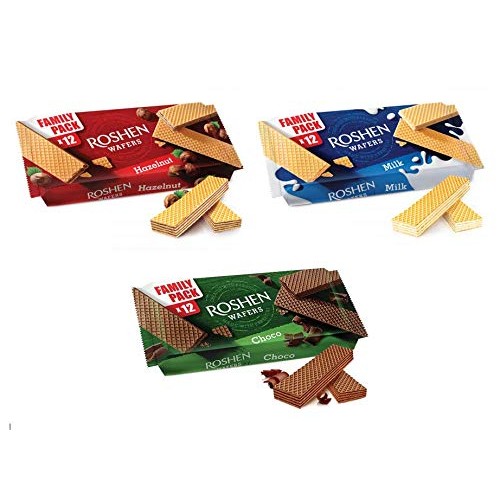 Wafers 216Gr/7.61Oz Case Of 11, Mix Of 3: Chocolate, Hazelnut