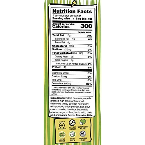 Route 11 Potato Chips : Sour Cream &Amp; Chive 30 Bags 2 Oz Each