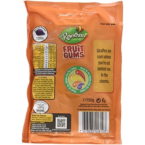 Rowntrees Fruit Gums Sweets Sharing Pouch, 150 G