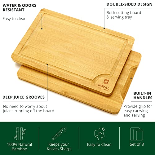 Wood Cutting Board Set - Bamboo Cutting Board With Juice Groove