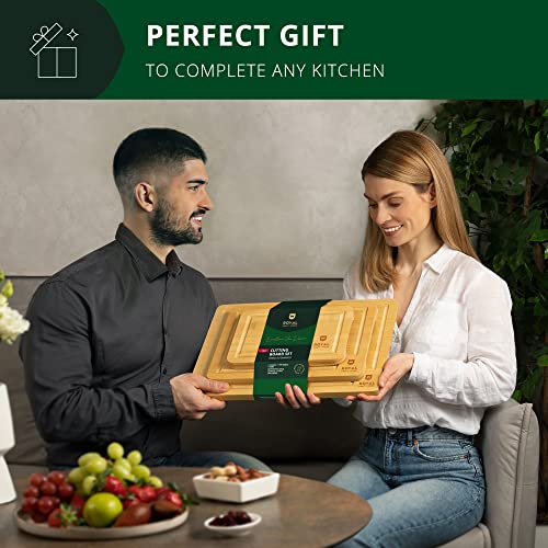 Wood Cutting Board Set - Bamboo Cutting Board With Juice Groove