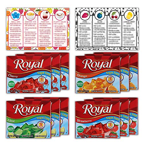 Royal Gelatin Sugar Free Variety Pack Of 12 | 3 Box Each - Straw