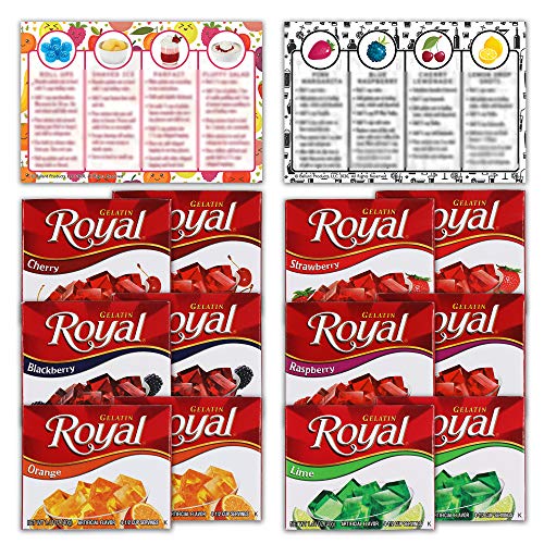Royal Gelatin Variety Pack Of 12 | 2 Box Each - Strawberry, Oran