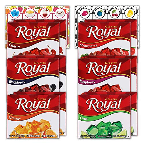 Royal Gelatin Variety Pack Of 12 | 2 Box Each - Strawberry, Oran