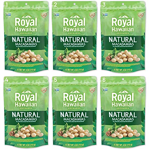 Royal Hawaiian Orchards Macadamia Nuts, Natural, 4 Oz Pack Of 6