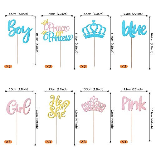 Rsstarxi 24 Pack Boy or Girl Cupcake Toppers Blue or Pink Cupcak...