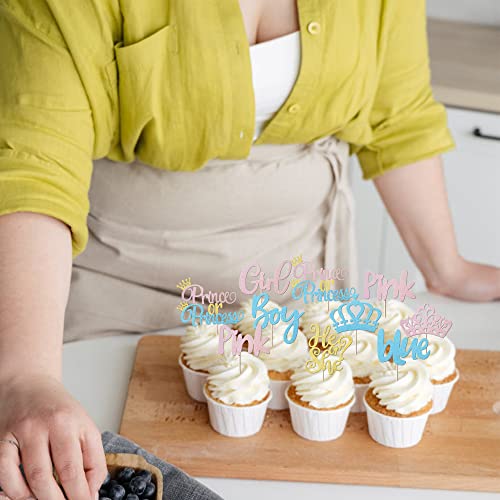 Rsstarxi 24 Pack Boy or Girl Cupcake Toppers Blue or Pink Cupcak...