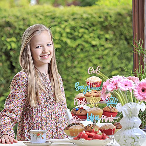 Rsstarxi 24 Pack Boy or Girl Cupcake Toppers Blue or Pink Cupcak...