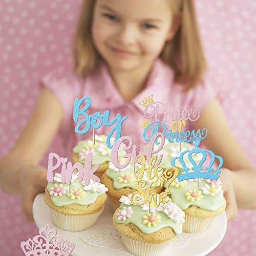 Rsstarxi 24 Pack Boy or Girl Cupcake Toppers Blue or Pink Cupcak...