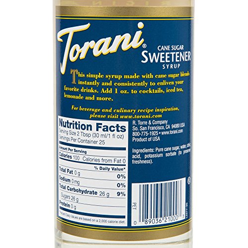Torani Cane Sugar Sweetener Syrup, 25.4 Oz 3 Pack Plus One Syr