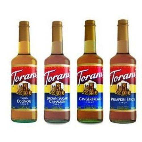 Torani Syrup Winter 4 Pack, Brown Sugar Cinnamon, Gingerbread, P